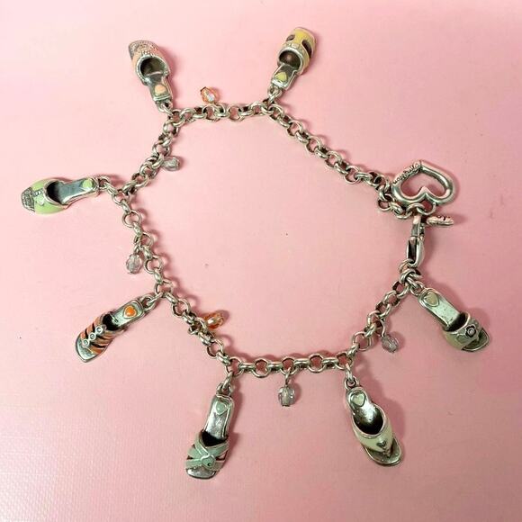 Vintage Brighton Sandals Charm Bracelet 7 Inch - Picture 1 of 6